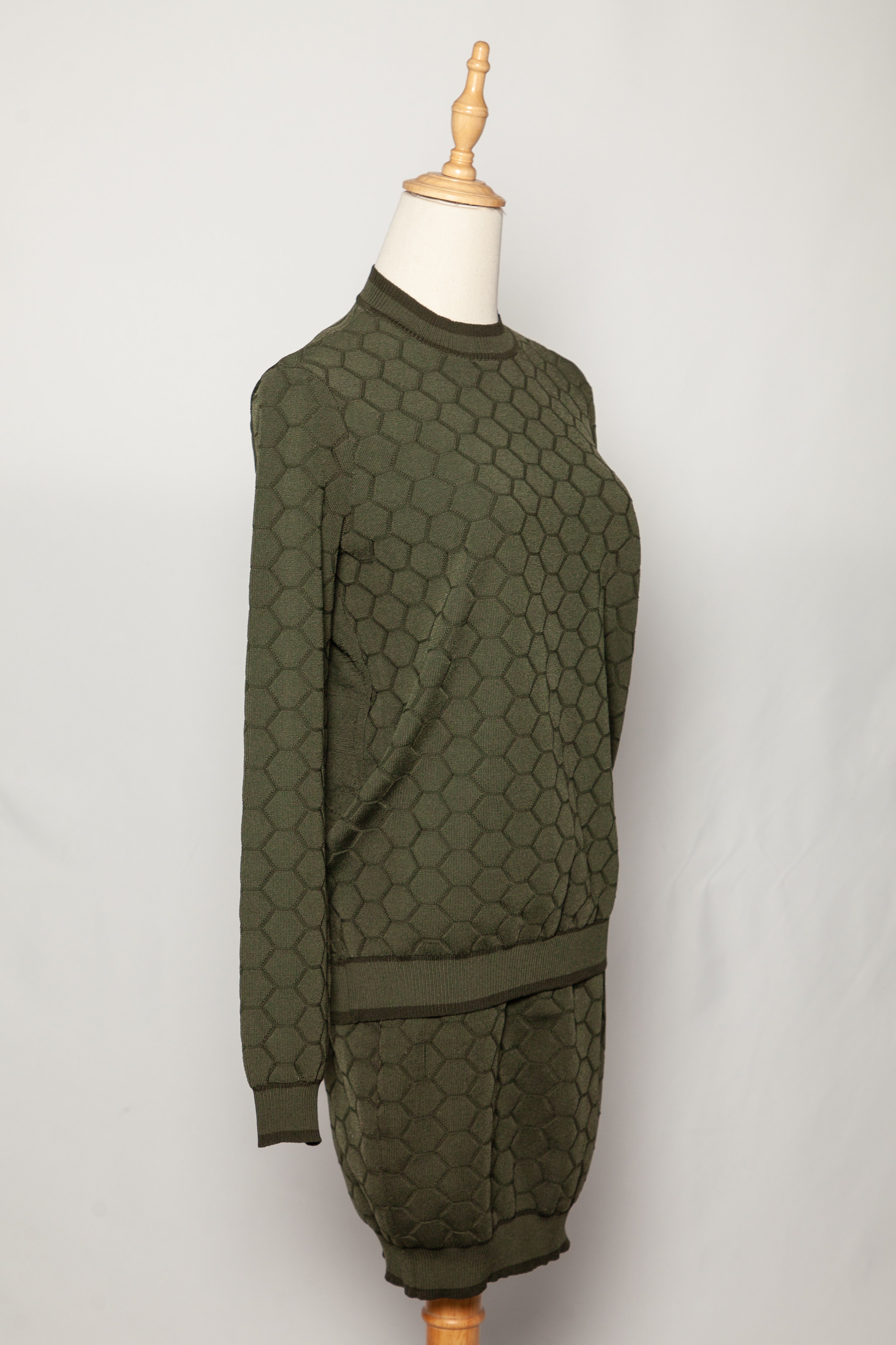Good Y.A.S Green Long-Sleeved Textured Dress Size S