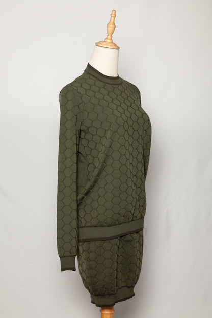 Good Y.A.S Green Long-Sleeved Textured Dress Size S