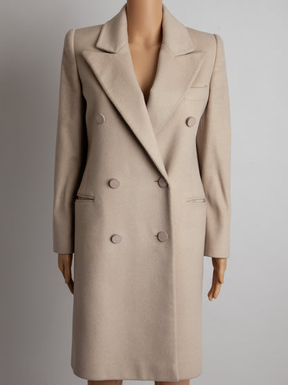 Excellent Emporio Armani White Cashmere Coat Size XS Double-Breasted