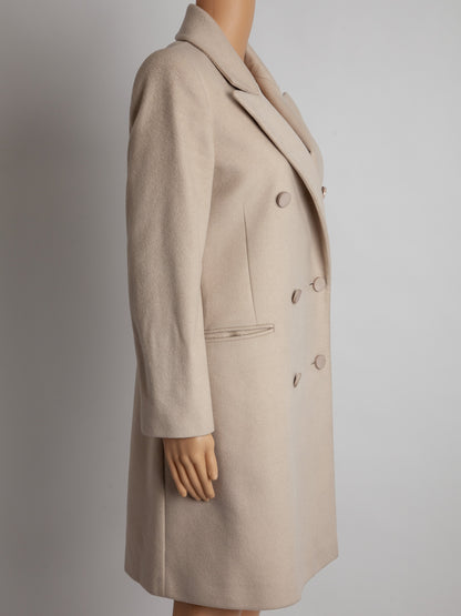 Excellent Emporio Armani White Cashmere Coat Size XS Double-Breasted