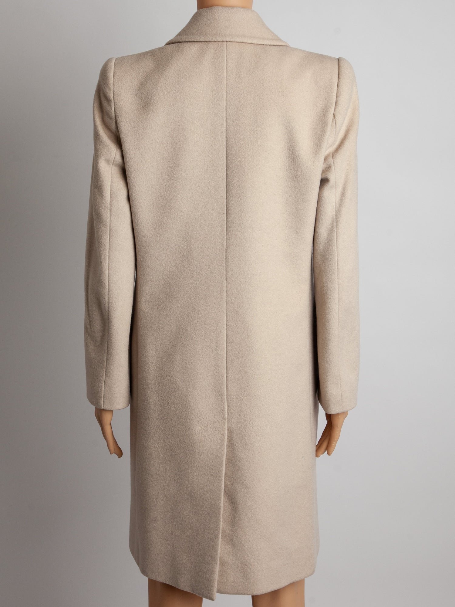 Excellent Emporio Armani White Cashmere Coat Size XS Double-Breasted