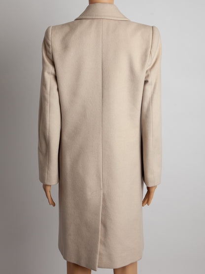 Excellent Emporio Armani White Cashmere Coat Size XS Double-Breasted
