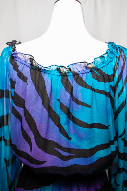 Good Diane von Furstenberg Blue Maxi Dress Size L Viscose Long Sleeve