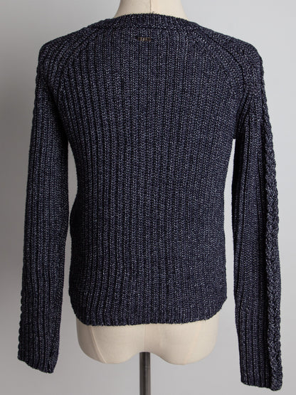 Excellent Guess Navy Blue Cable Knit Sweater Size XS Women