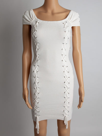 Good Guess Bodycon Dress White Viscose Size XS Short Sleeve