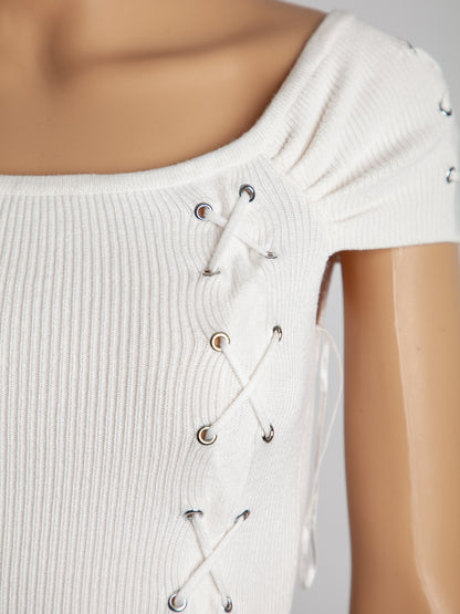 Good Guess Bodycon Dress White Viscose Size XS Short Sleeve