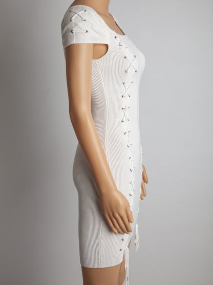 Good Guess Bodycon Dress White Viscose Size XS Short Sleeve