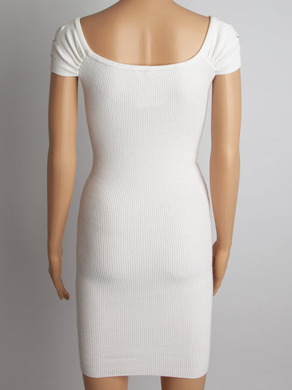 Good Guess Bodycon Dress White Viscose Size XS Short Sleeve