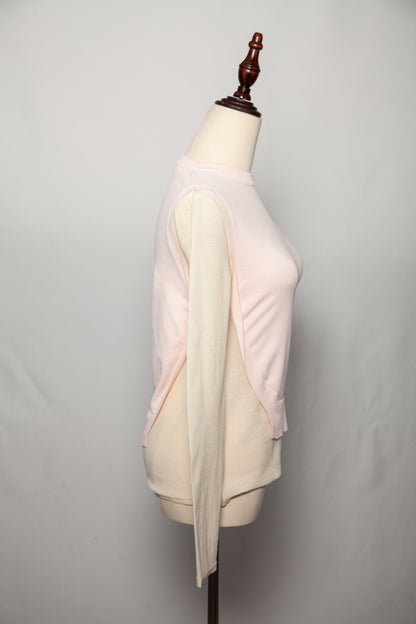 Excellent Cedric Charlier Pink Cream Two-Tone Long Sleeve Top Size XXS