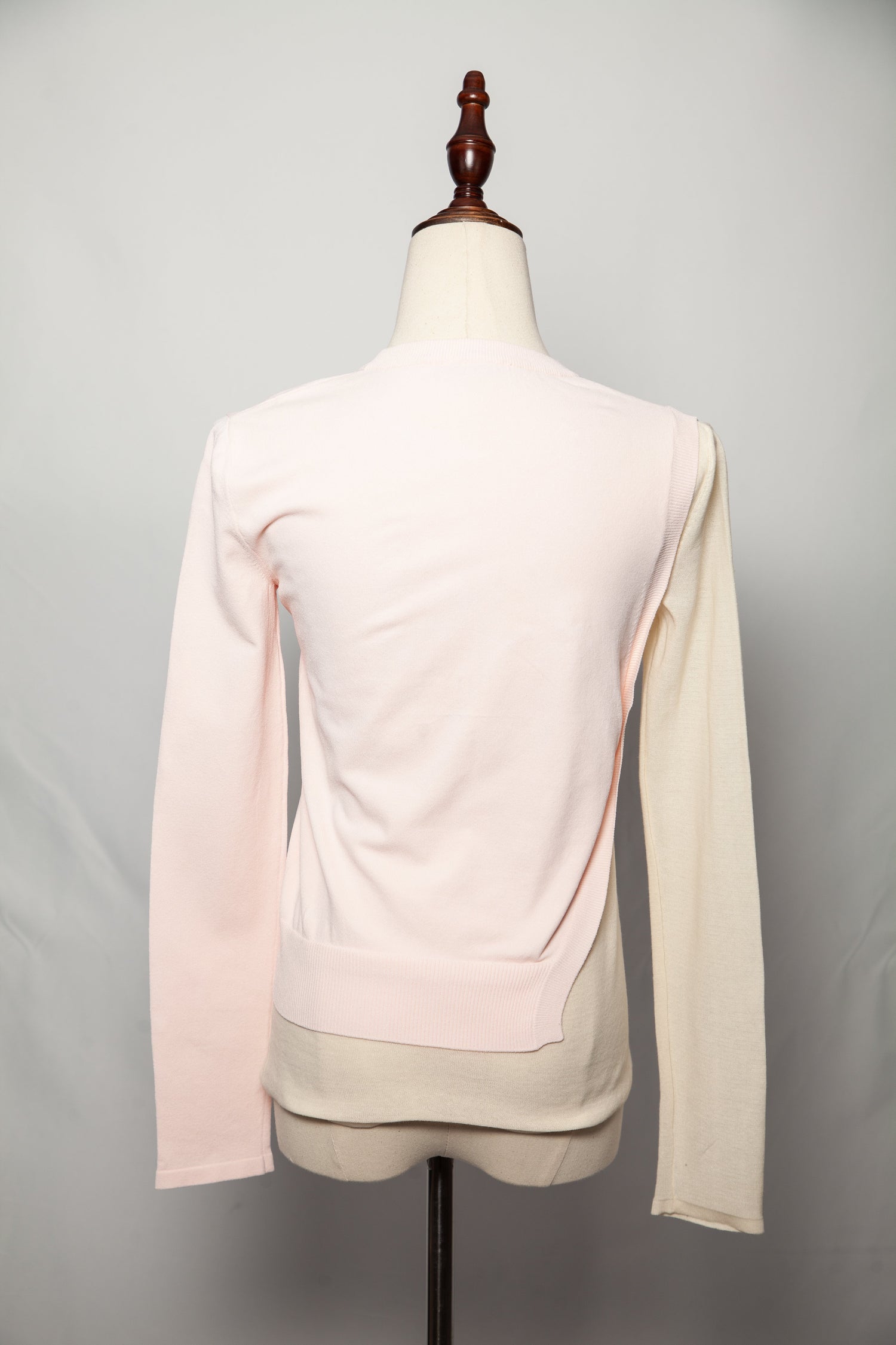 Excellent Cedric Charlier Pink Cream Two-Tone Long Sleeve Top Size XXS