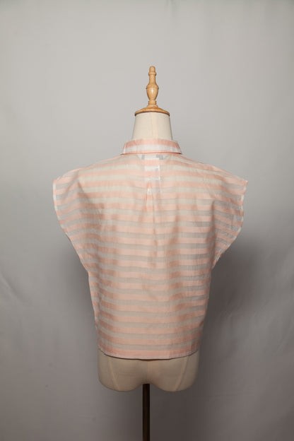 Good Intrend Pink Silk Blouse Size XXS Sheer Striped Design