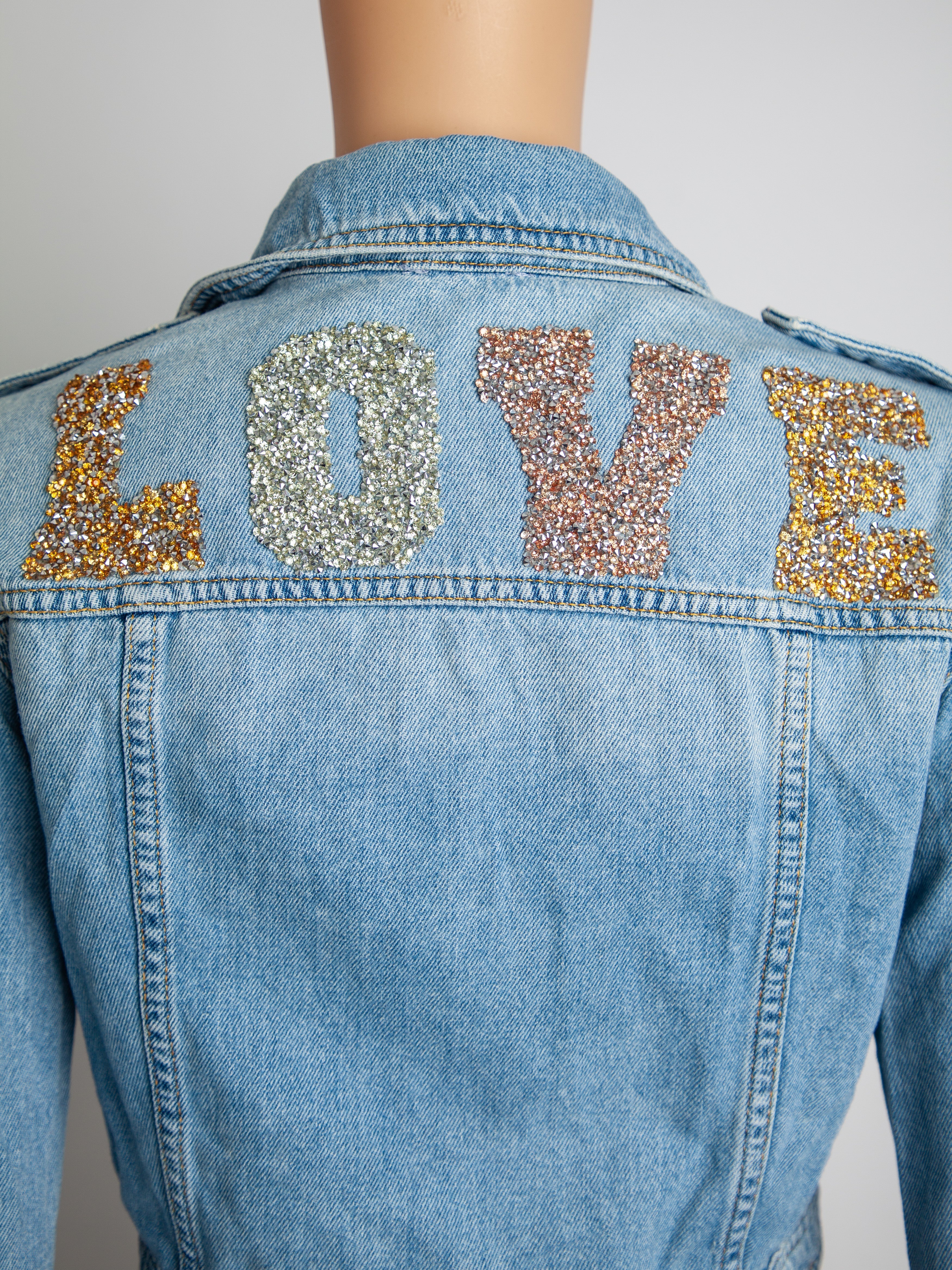 Good Guess Cropped Blue Denim Jacket Size S with &