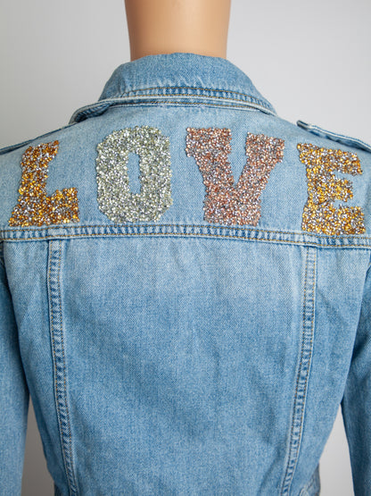 Good Guess Cropped Blue Denim Jacket Size S with &