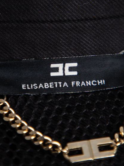 Good Condition Elisabetta Franchi Black Polyester Trench Coat