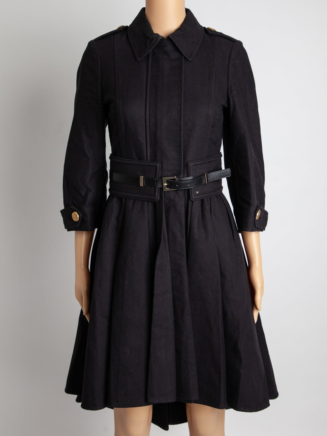 Good Condition Elisabetta Franchi Black Polyester Trench Coat