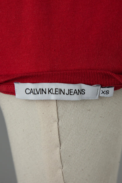 Good Condition Calvin Klein Red Cotton T-Shirt Size XS Women
