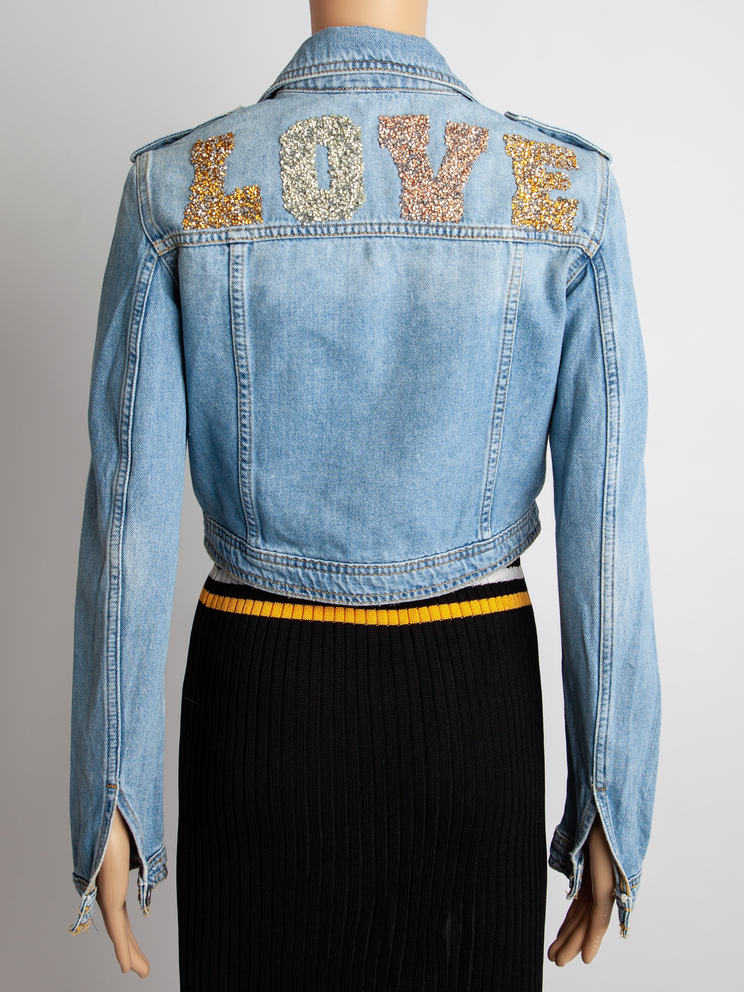Good Guess Cropped Blue Denim Jacket Size S with &