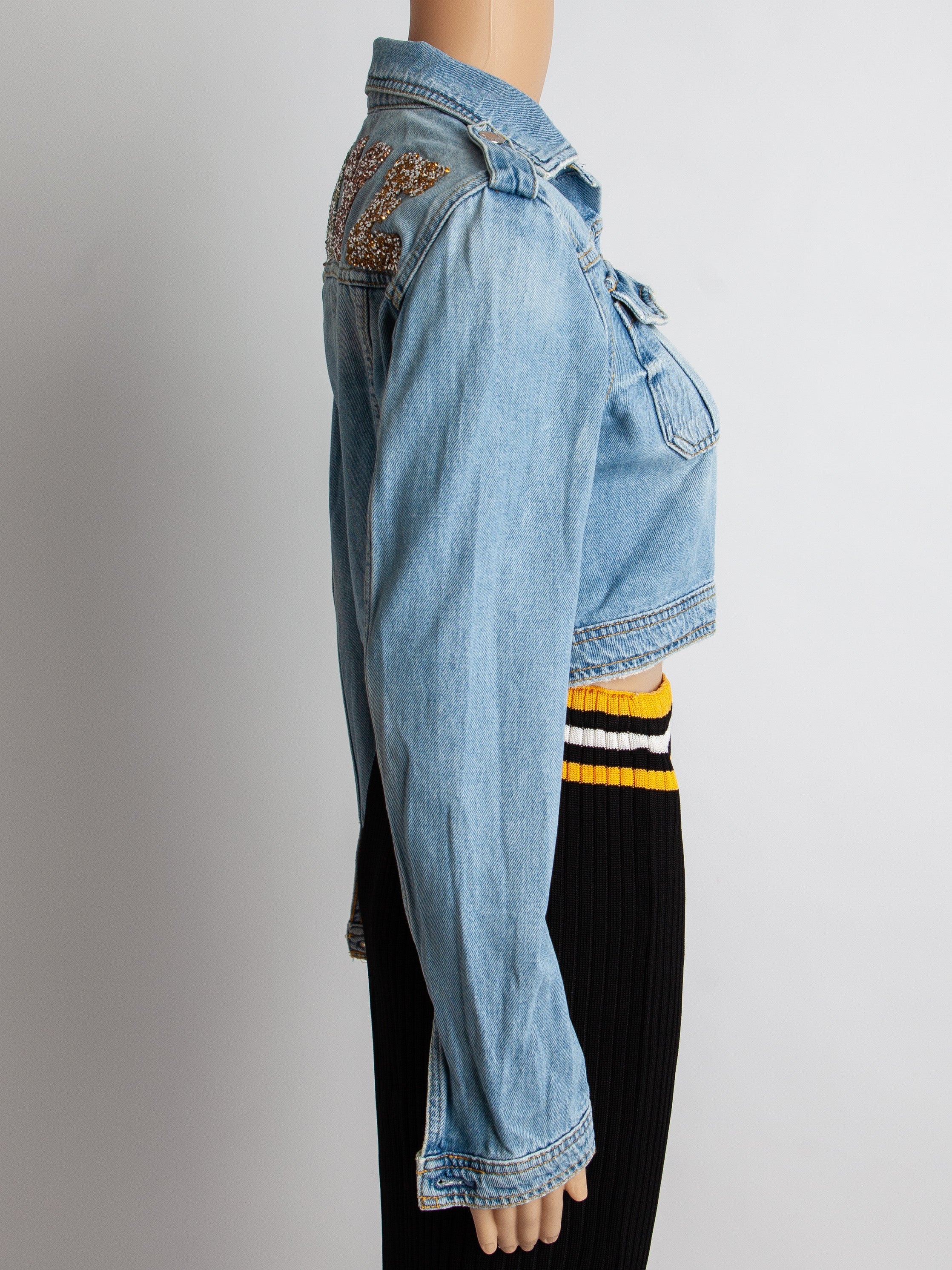 Good Guess Cropped Blue Denim Jacket Size S with &