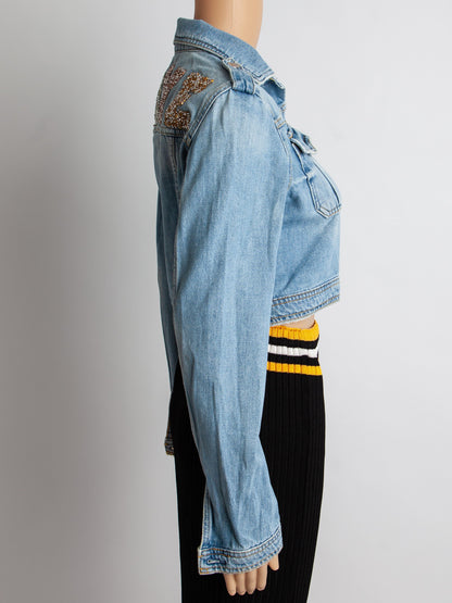 Good Guess Cropped Blue Denim Jacket Size S with &