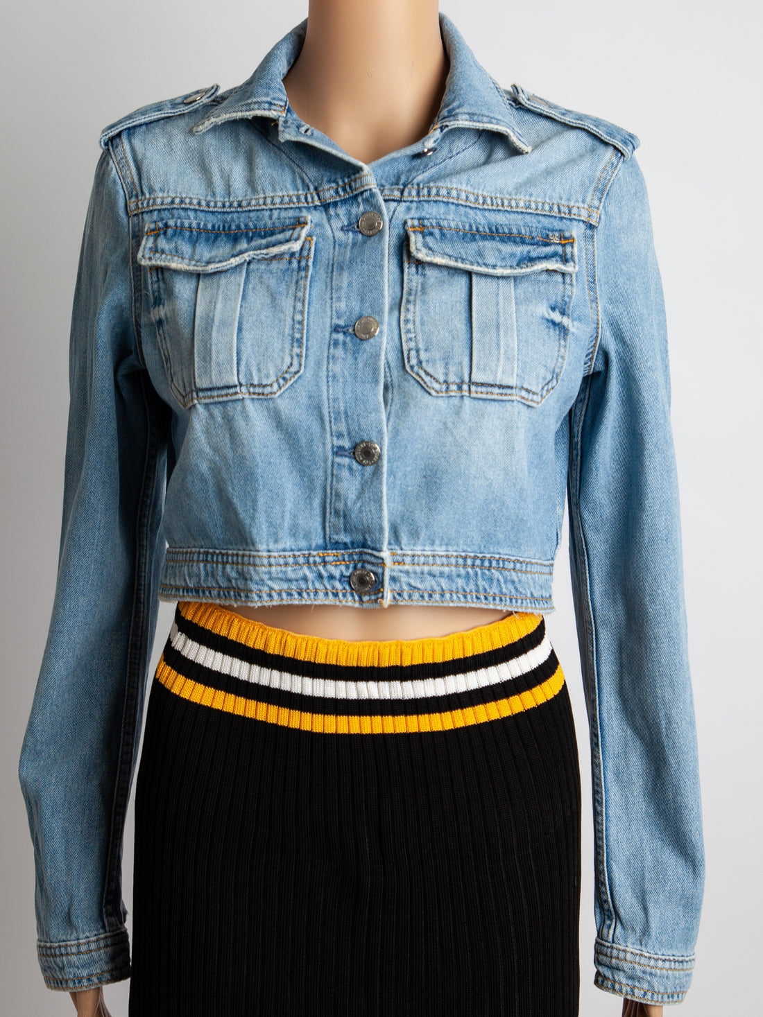Good Guess Cropped Blue Denim Jacket Size S with &