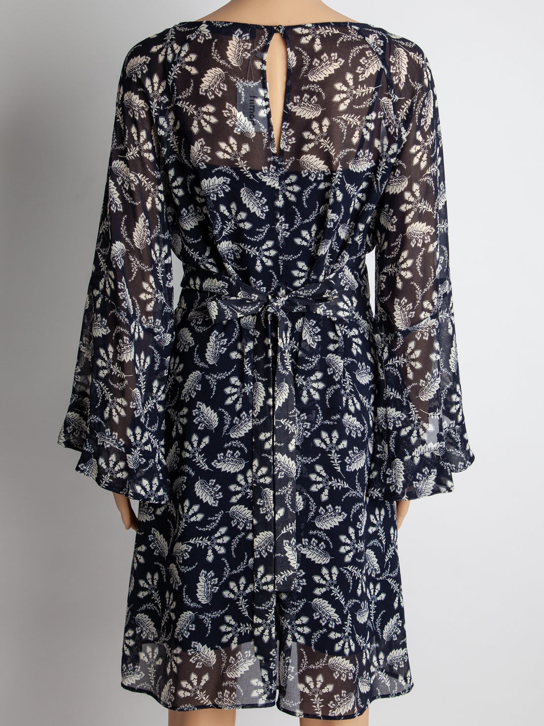 Good Marella Floral Dress Black Cotton Size M with Tied Waist