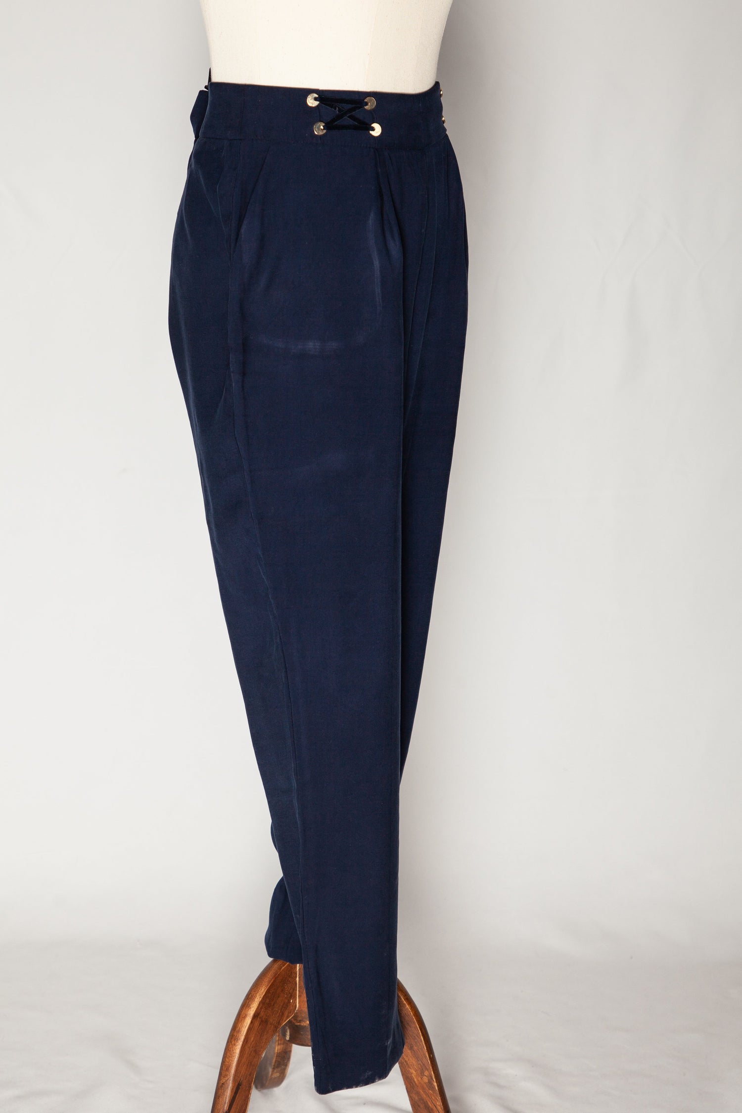Good NetWork Blue High-Waisted Trousers Size S Polyester