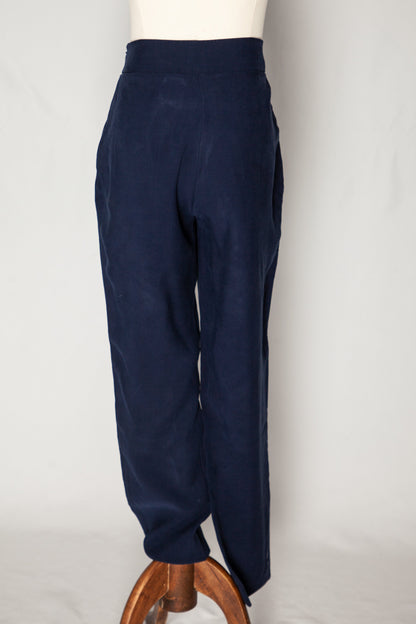 Good NetWork Blue High-Waisted Trousers Size S Polyester