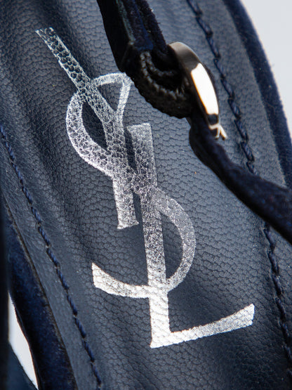 Good Yves Saint Laurent Blue Suede Slingbacks Size 37.5