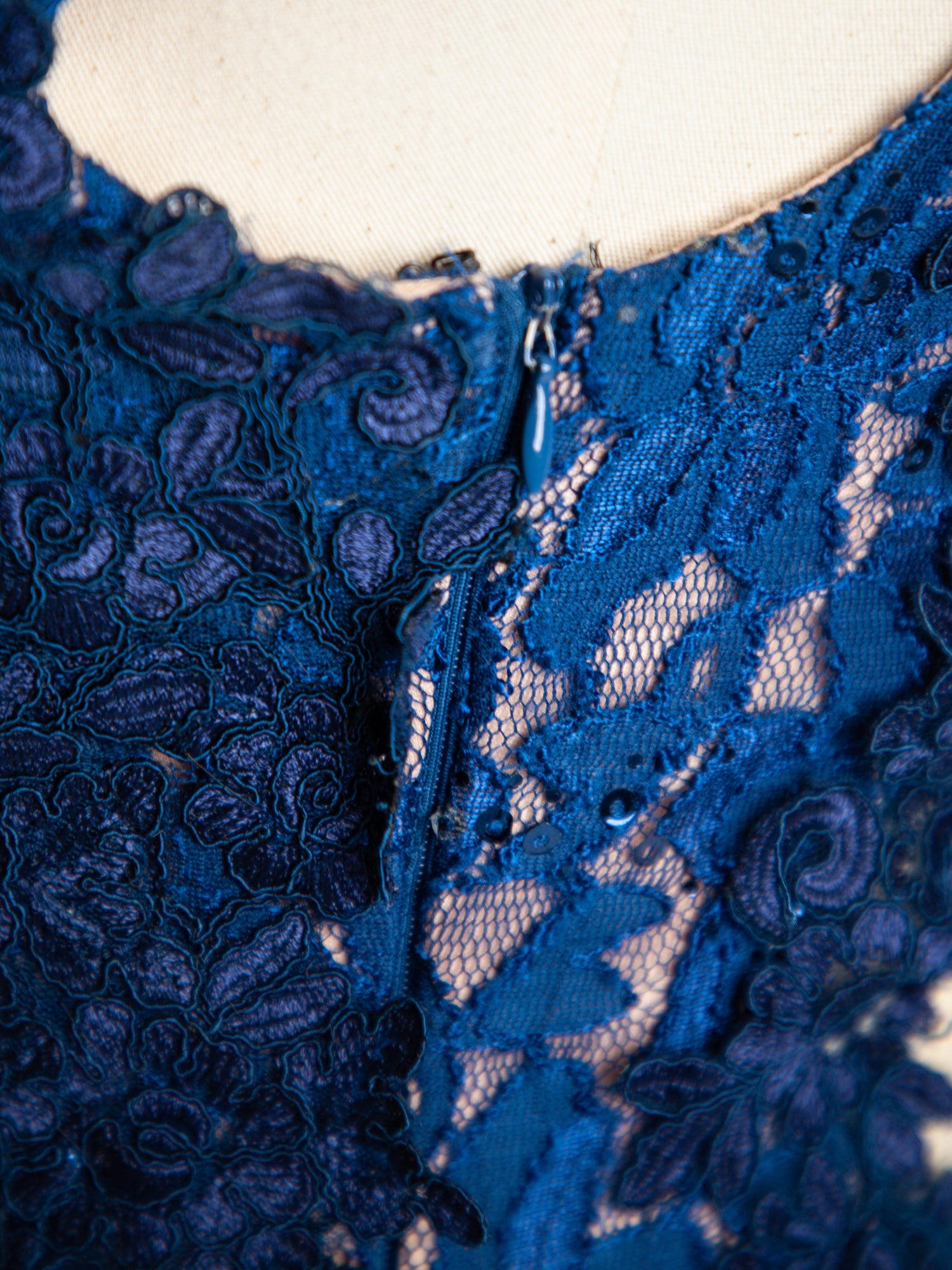 Good Jovani Blue Lace Dress with Deep V-Neckline for Women