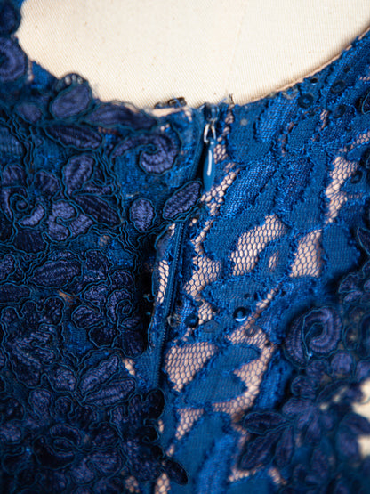 Good Jovani Blue Lace Dress with Deep V-Neckline for Women