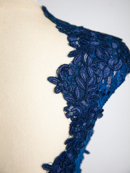 Good Jovani Blue Lace Dress with Deep V-Neckline for Women