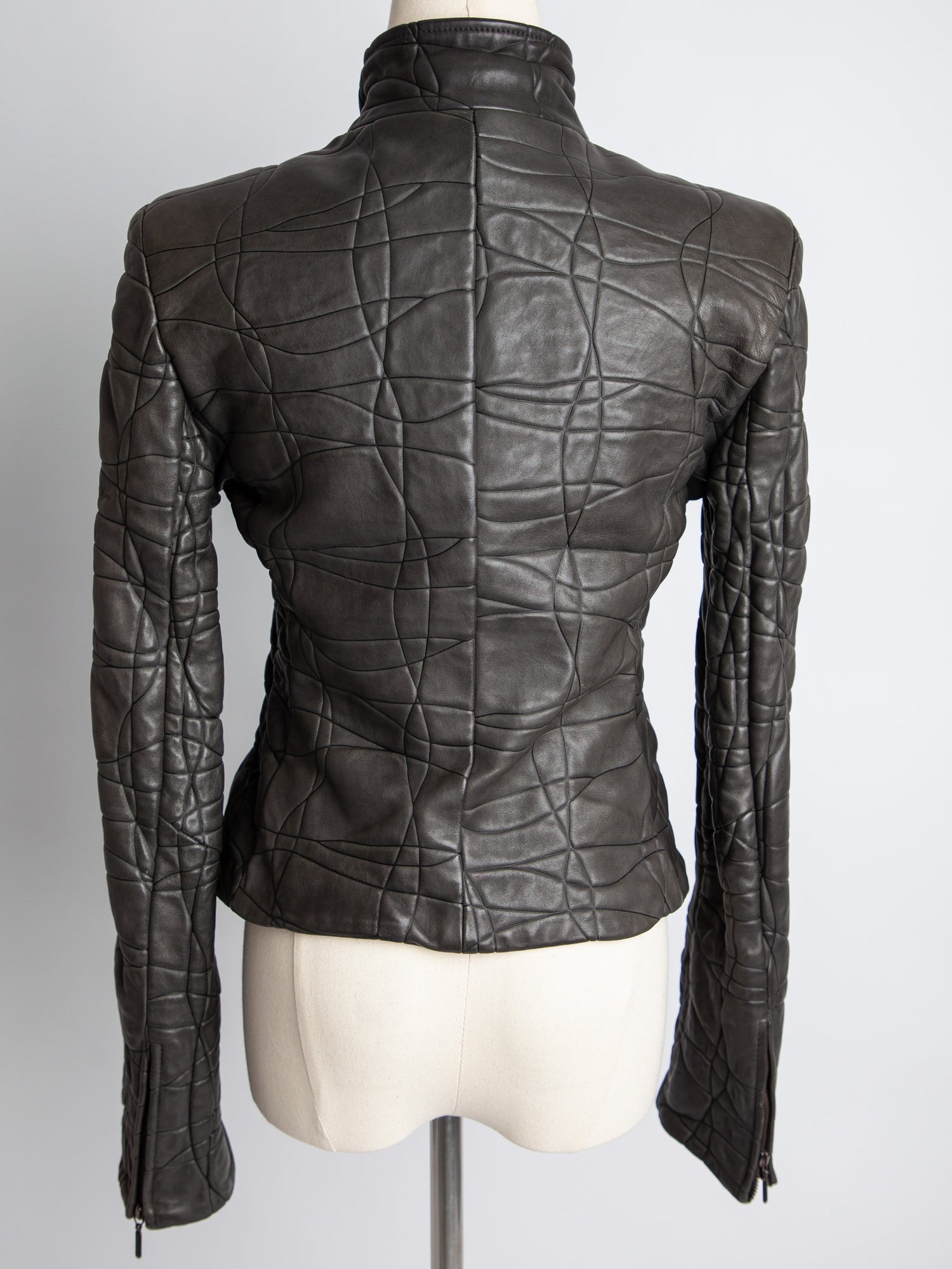 Good Armani Exchange Green Quilted Leather Jacket Size XXS