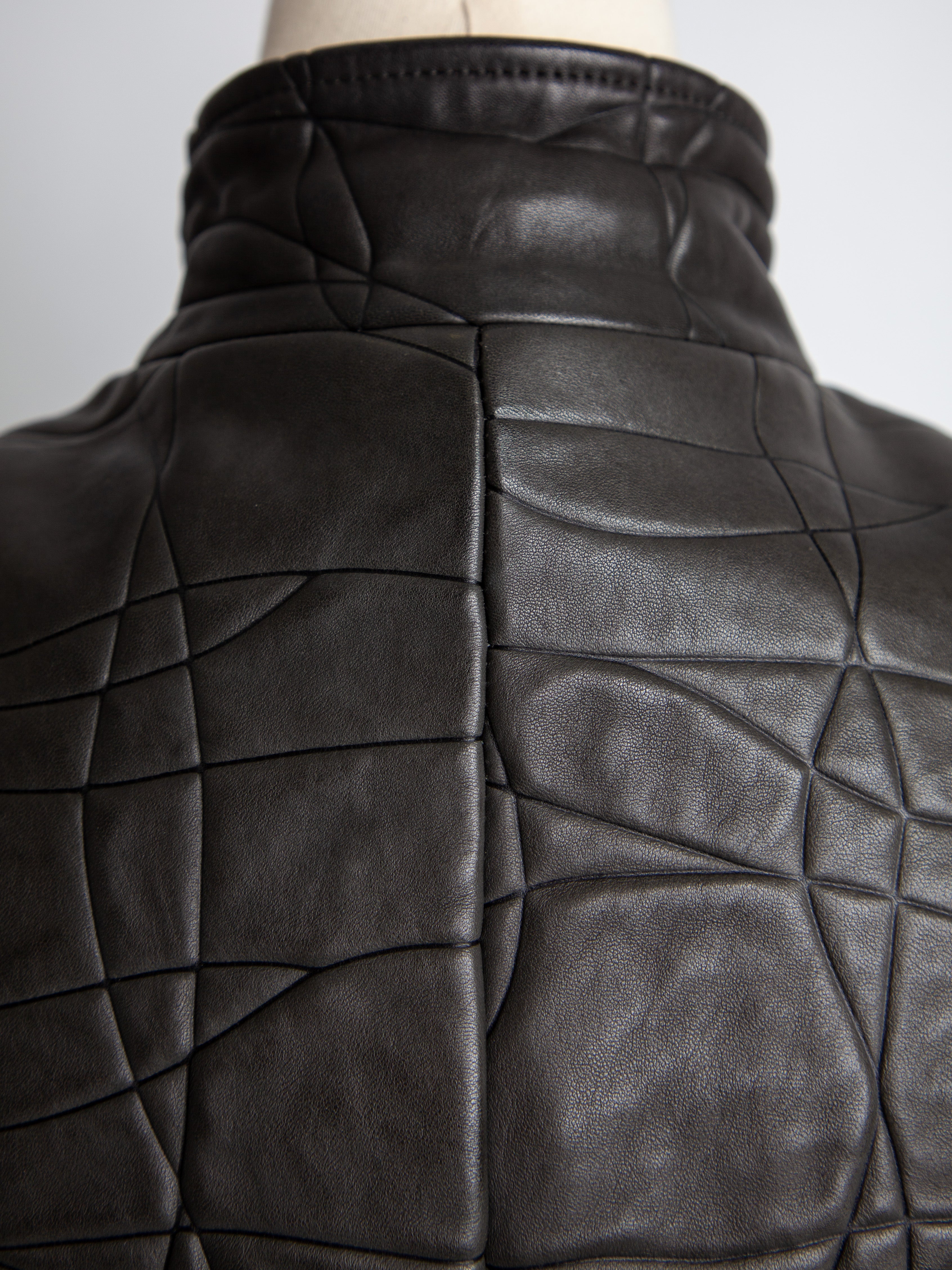 Good Armani Exchange Green Quilted Leather Jacket Size XXS