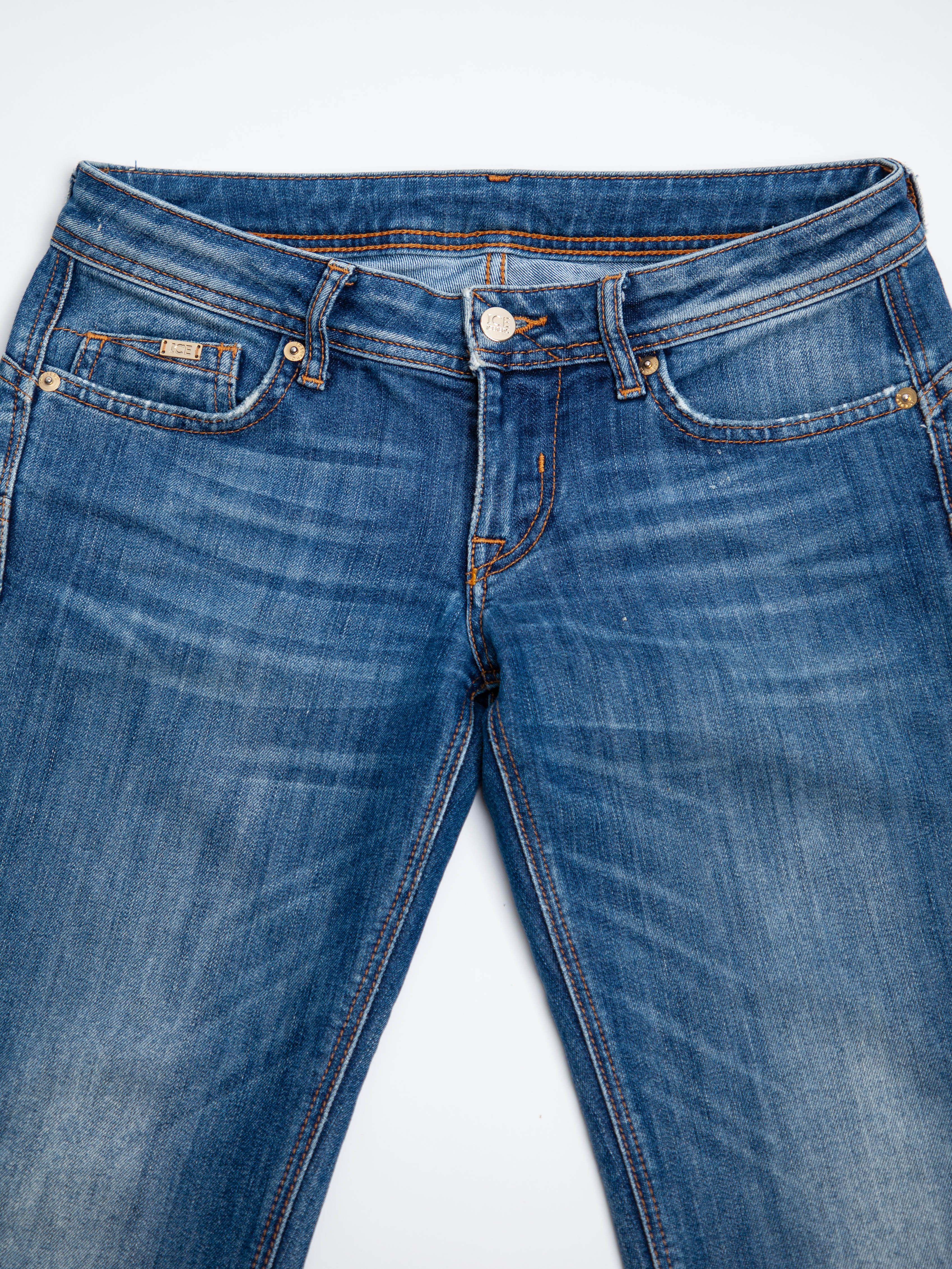 Good Ice Berg Blue Cotton Denim Jeans Size XS with Zippers