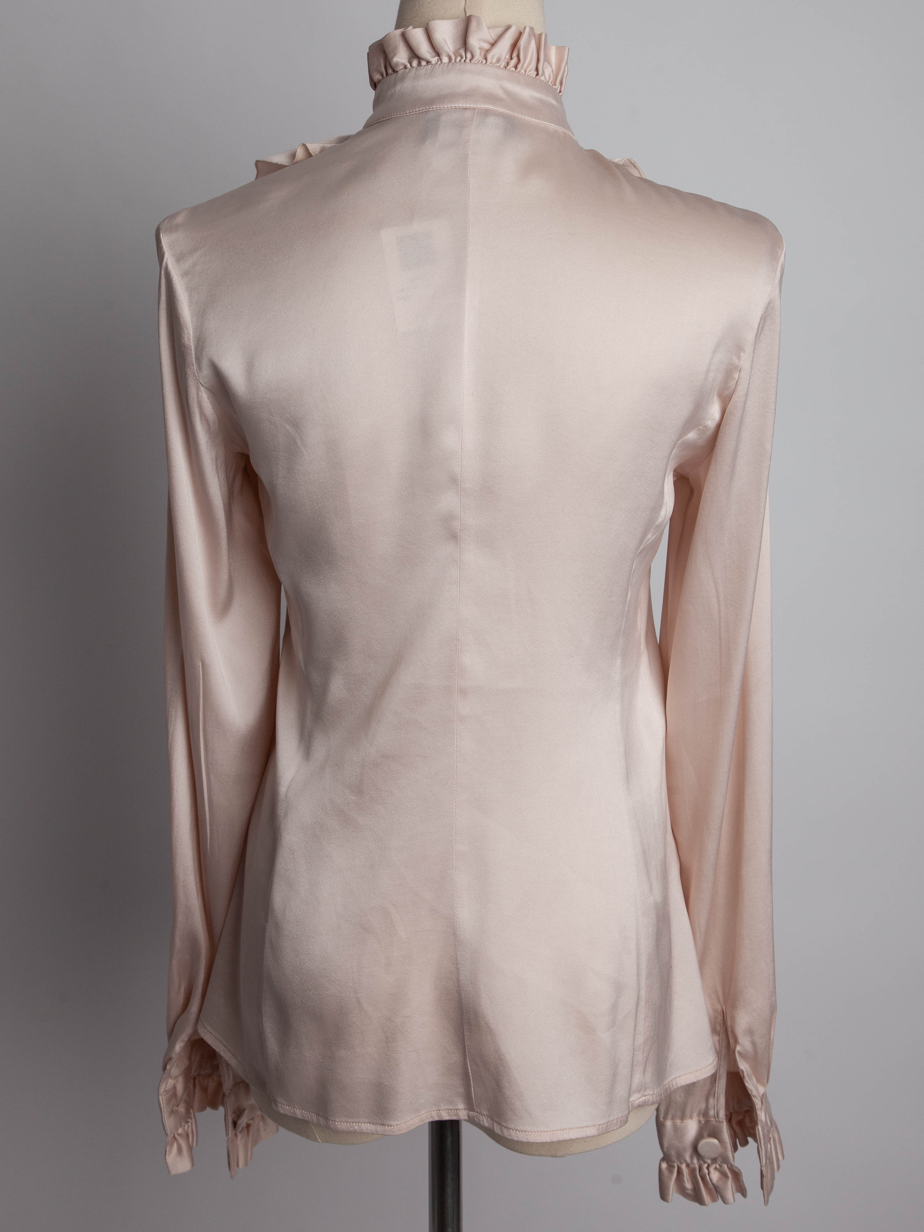 Good Emporio Armani White Silk Blouse Size XXS with Ruffles