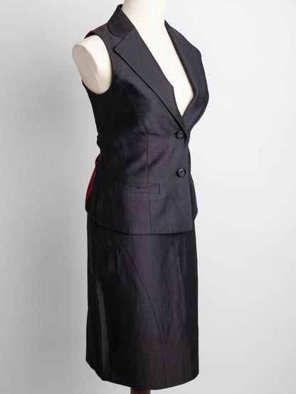 Good Ted Baker Black Sleeveless Two-Piece Outfit Vest &amp; Skirt