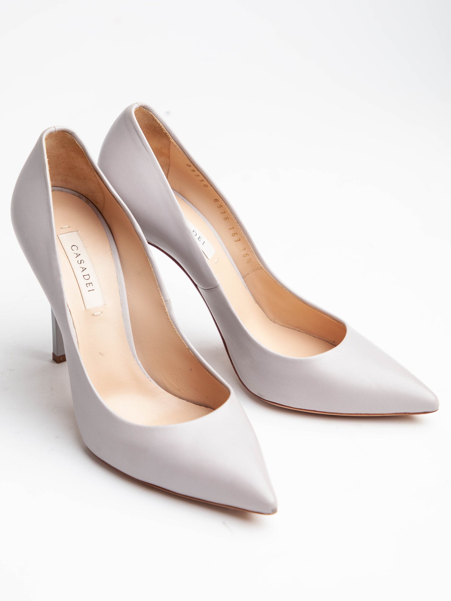 Excellent Casadei Gray Leather High-Heeled Shoes Size 36.5