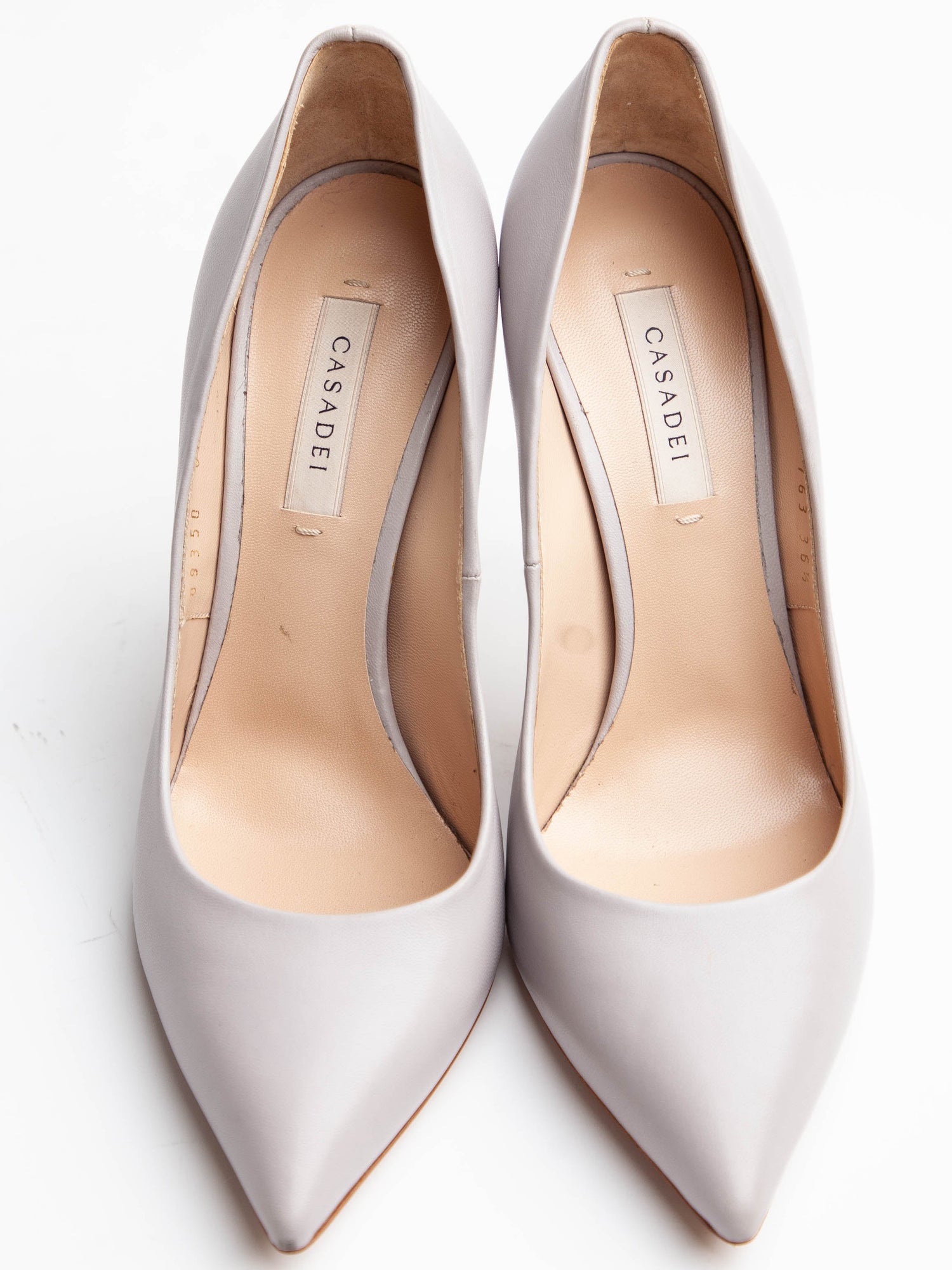Excellent Casadei Gray Leather High-Heeled Shoes Size 36.5