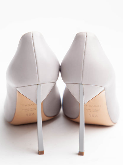 Excellent Casadei Gray Leather High-Heeled Shoes Size 36.5