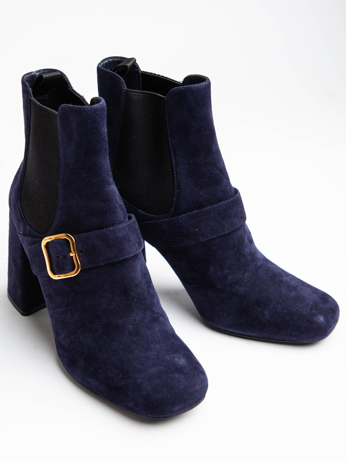 Good Condition Prada Purple Suede Ankle Boots Size 37.5 with Buckle