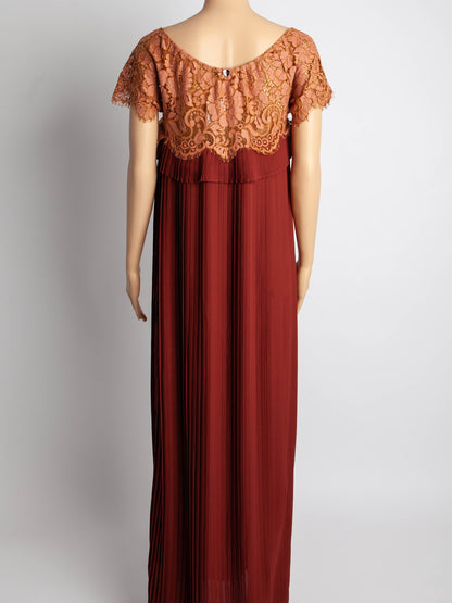 TWINSET Red Dress XS Lace Bodice Pleated Skirt Good Condition