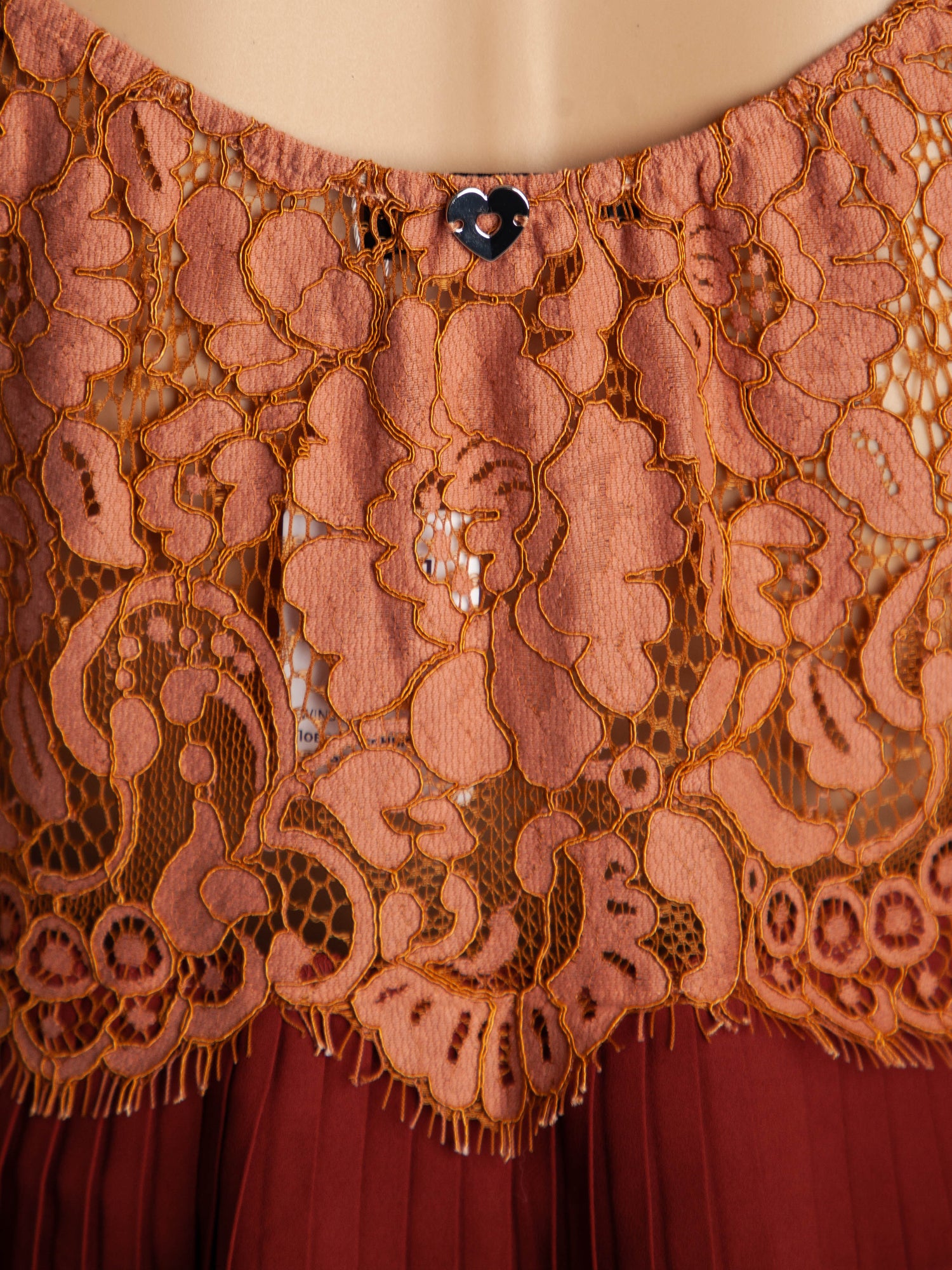 TWINSET Red Dress XS Lace Bodice Pleated Skirt Good Condition