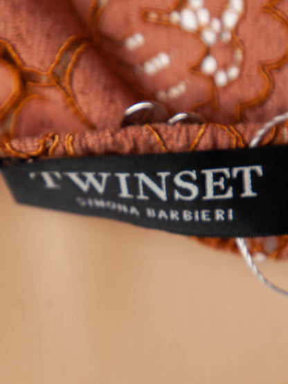 TWINSET Red Dress XS Lace Bodice Pleated Skirt Good Condition