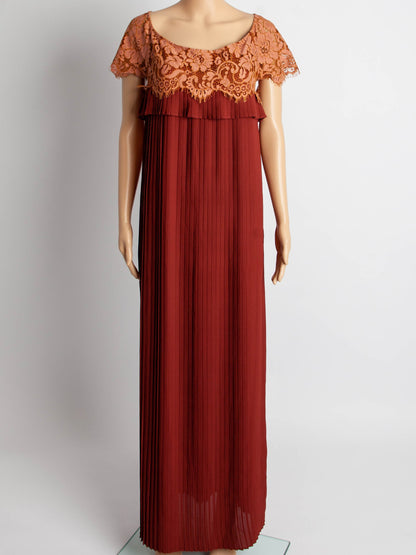 TWINSET Red Dress XS Lace Bodice Pleated Skirt Good Condition