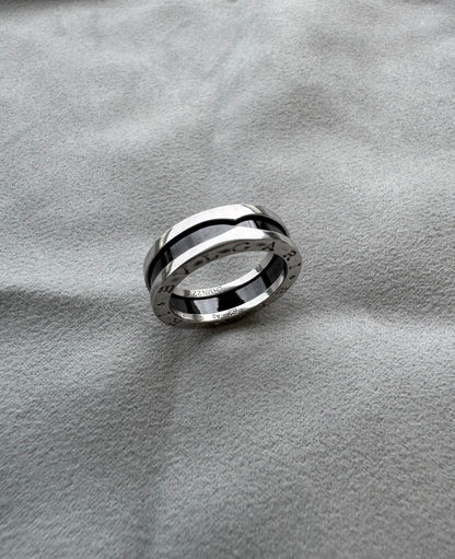 Bvlgari Bulgari Save the Children 925 Sterling Silver Black Ceramic Large Ring