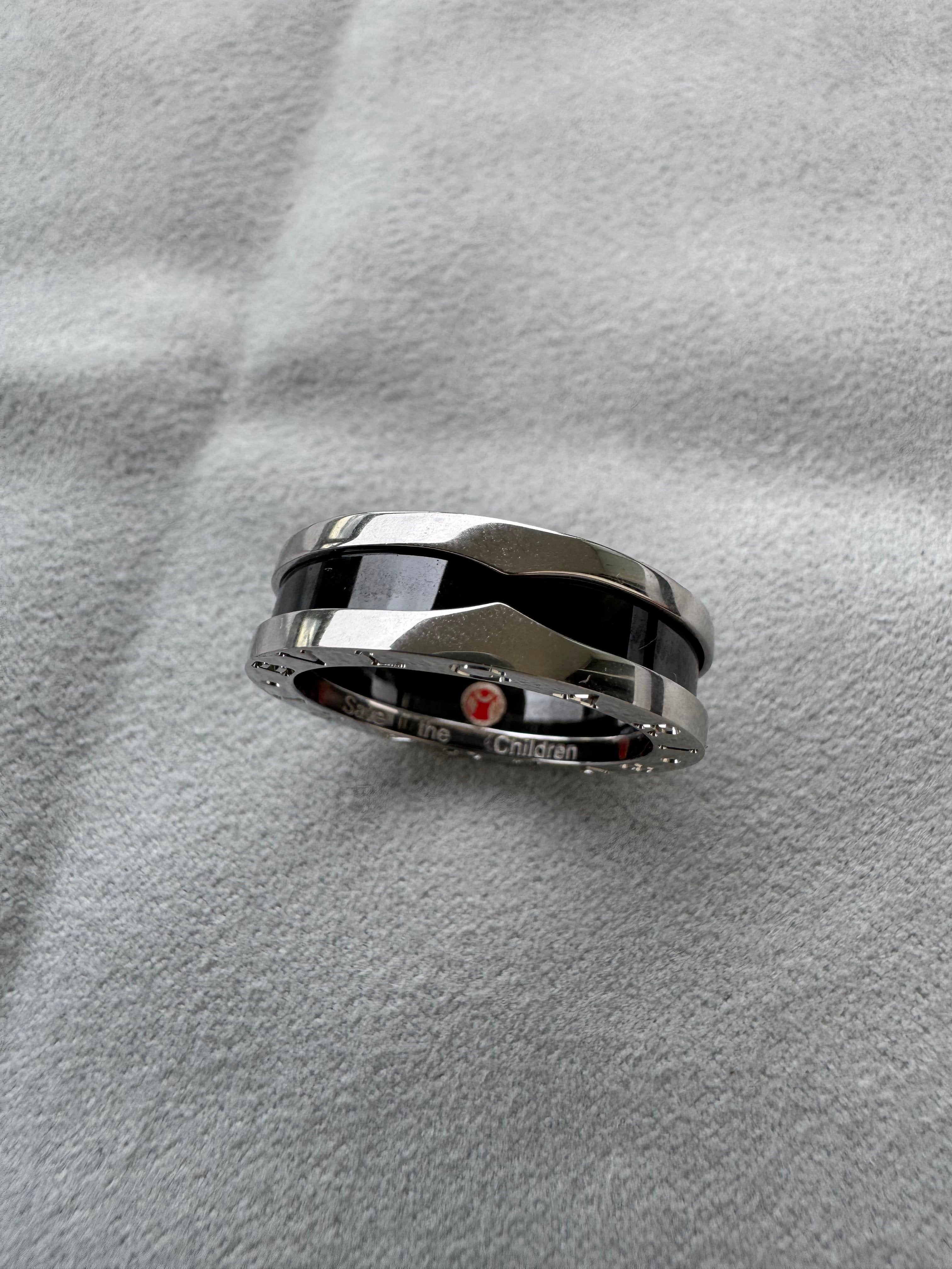 Bvlgari Bulgari Save the Children 925 Sterling Silver Black Ceramic Large Ring