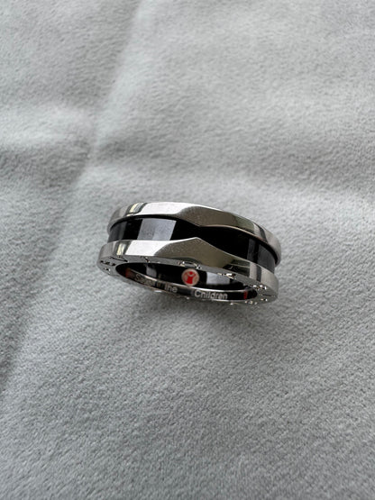 Bvlgari Bulgari Save the Children 925 Sterling Silver Black Ceramic Large Ring