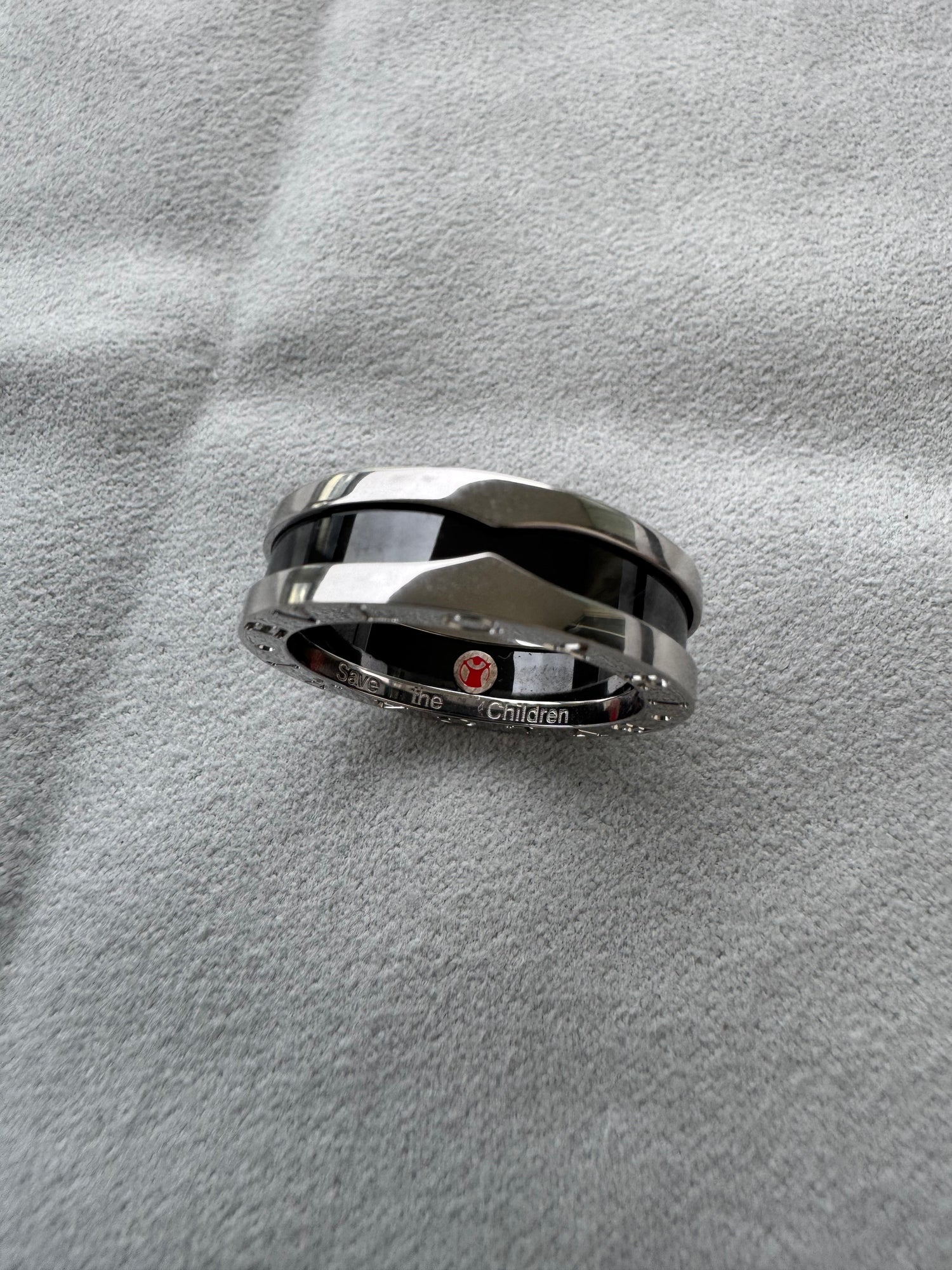 Bvlgari Bulgari Save the Children 925 Sterling Silver Black Ceramic Large Ring