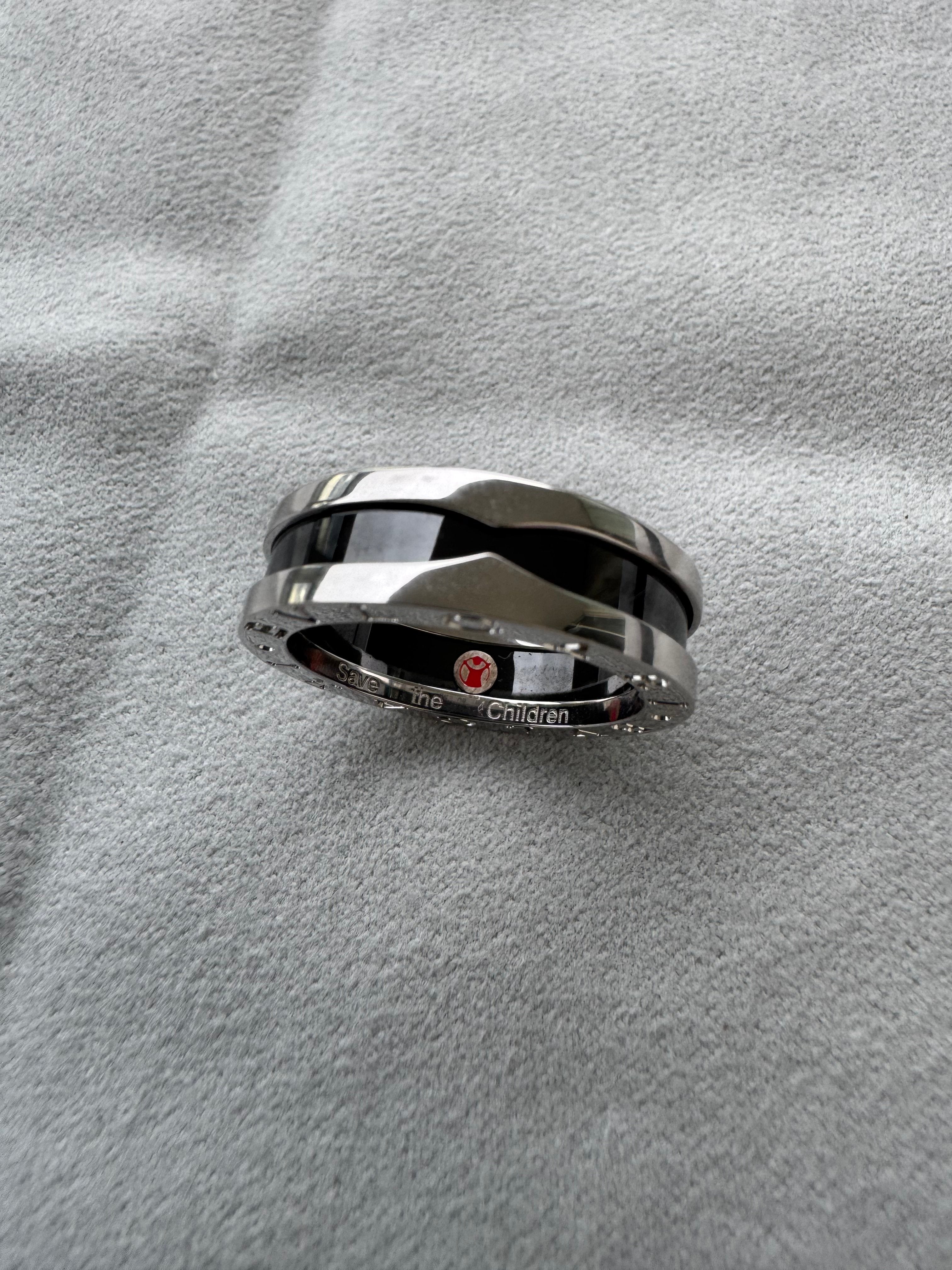 Bvlgari Bulgari Save the Children 925 Sterling Silver Black Ceramic Large Ring