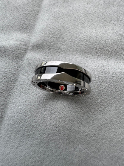 Bvlgari Bulgari Save the Children 925 Sterling Silver Black Ceramic Large Ring
